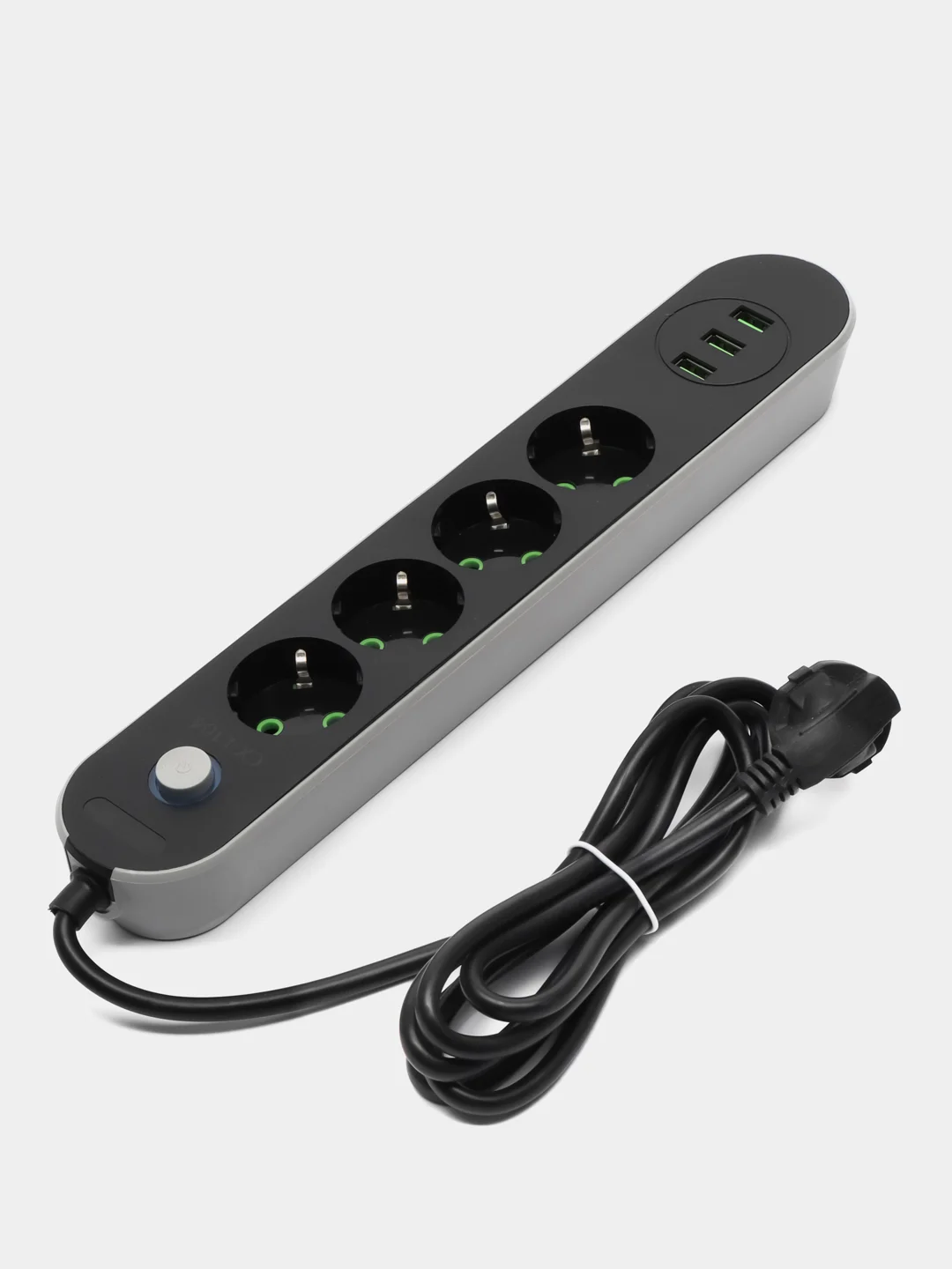 Хром удлинитель с USB разъёмами 2 метра, сетевой фильтр с заземлением на 7 разъемов
