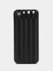 Белый powerbank с поддержкой беспроводной зарядки, 20000 mah, со встроенными кабелями