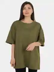 Зелёный хаки футболка женская, оверсайз, удлиненная