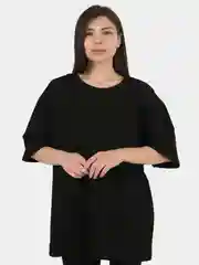Черный футболка женская, оверсайз, удлиненная