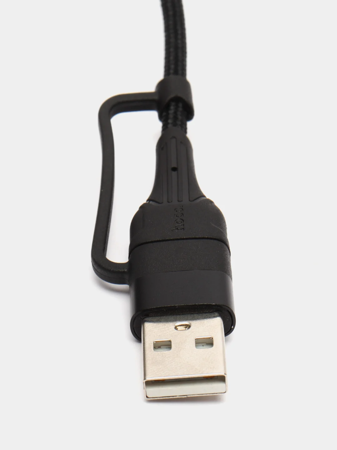 Черный кабель 4-в-1, USB - 8 pin, Type-C, USB HOCO U101, 1.2м, 3.0А, зарядка + передача данных
