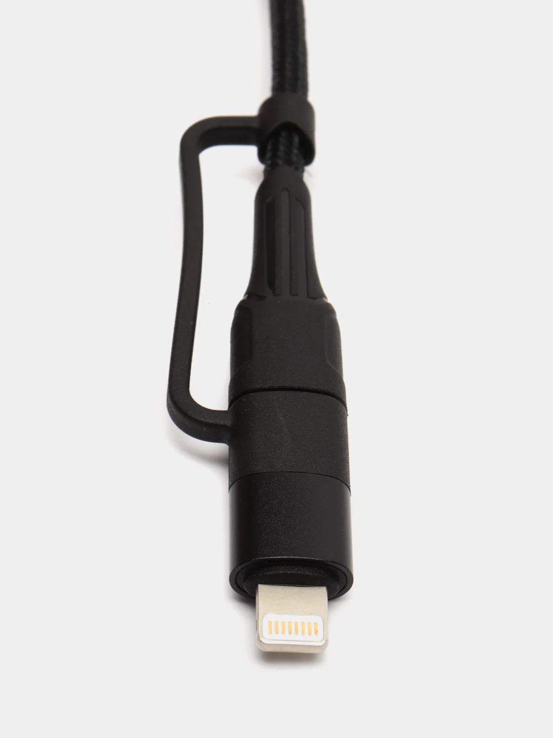 Черный кабель 4-в-1, USB - 8 pin, Type-C, USB HOCO U101, 1.2м, 3.0А, зарядка + передача данных