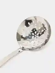 Серебряный половник металический из нержавейки, Шумовка, Вилка с деревянной ручкой 38 см