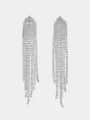 Серебряный серьги клипсы длинные со стразами