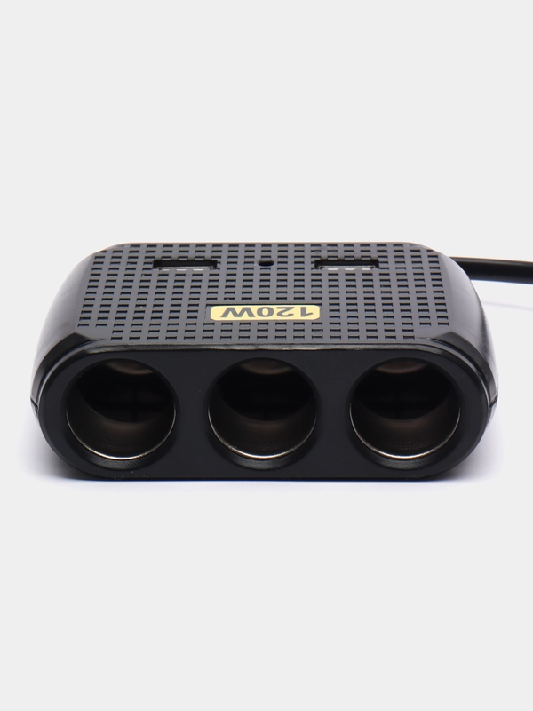 Разветвитель прикуривателя (№1512) 3 входа +  2 USB 3.1А с проводом 12v/24v