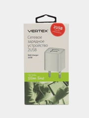 Сетевое зарядное устройство Vertex 2 x USB, блок питания 2.1 А , белый адаптер