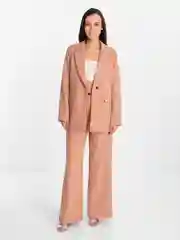 Бежевый костюм BLAZER классический, с прямыми брюками, женский