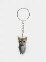 Бежевый меланж брелок для ключей акриловый "Мем кот банан"