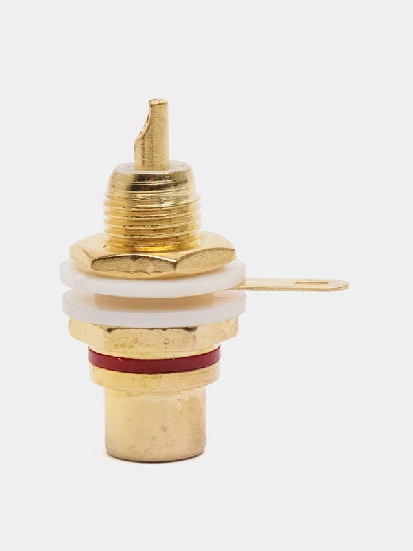 Гнездо на корпус RCA (тюльпан) металл желтый с изолятором