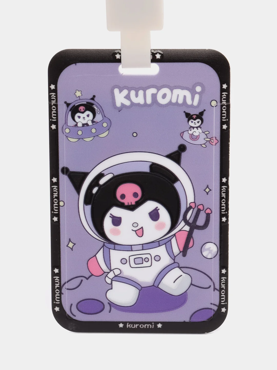 Алый бейдж пластиковый Куроми, MY MELODY, лента с принтом (карта 8,5*5,5см)