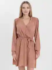 Коралловый меланж платье в горошек, короткое