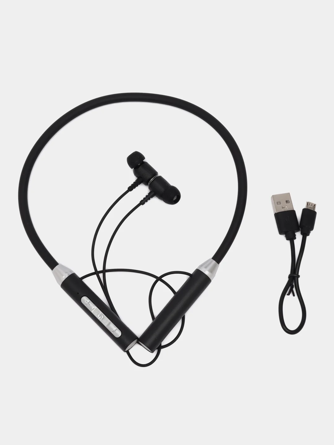 Черный беспроводные наушники блютуз, спортивные на шею с микрофоном, bluetooth наушники