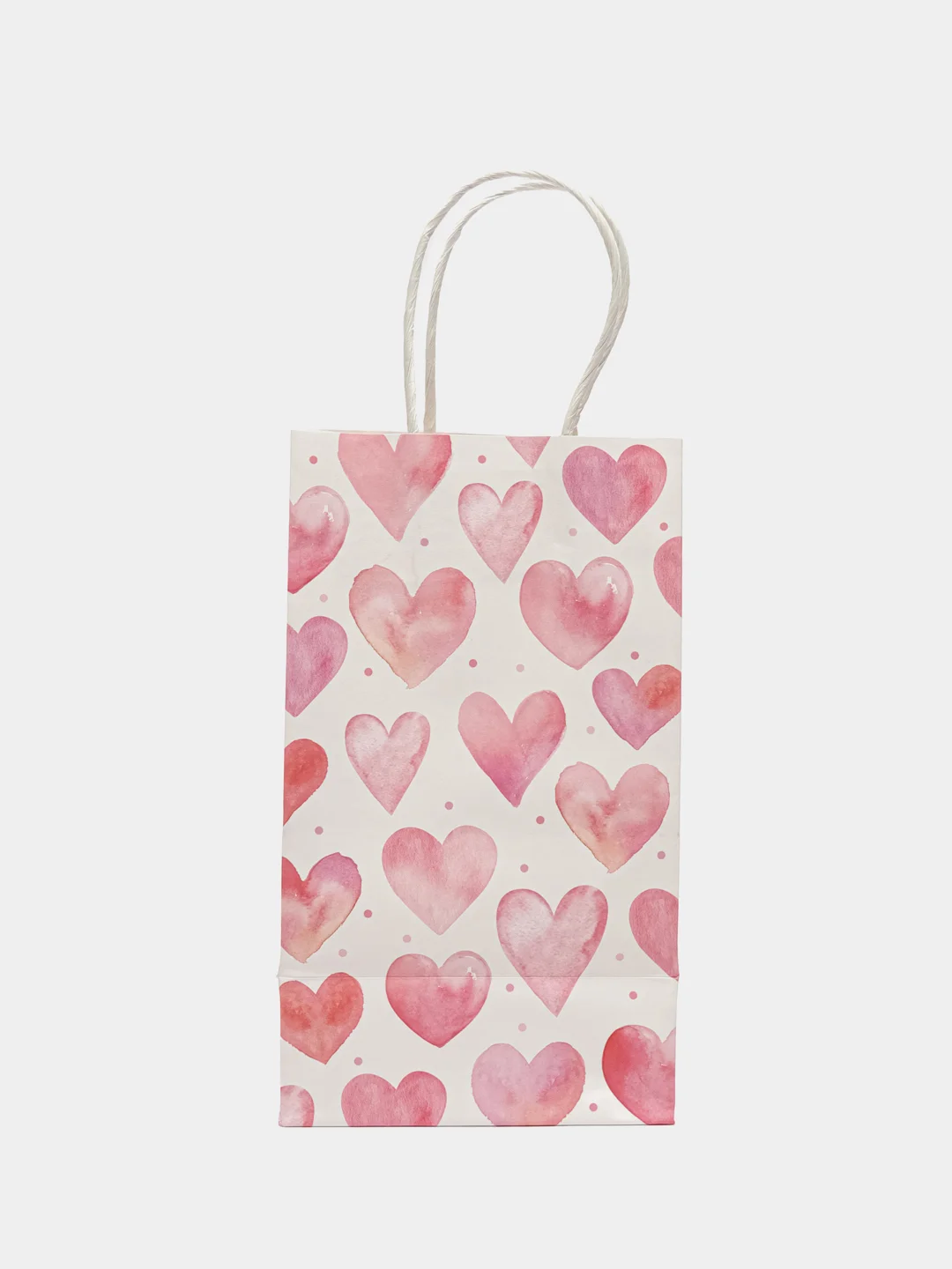 Розовый пакет подарочный мини крафт Love, 12 х 21 х 9 см