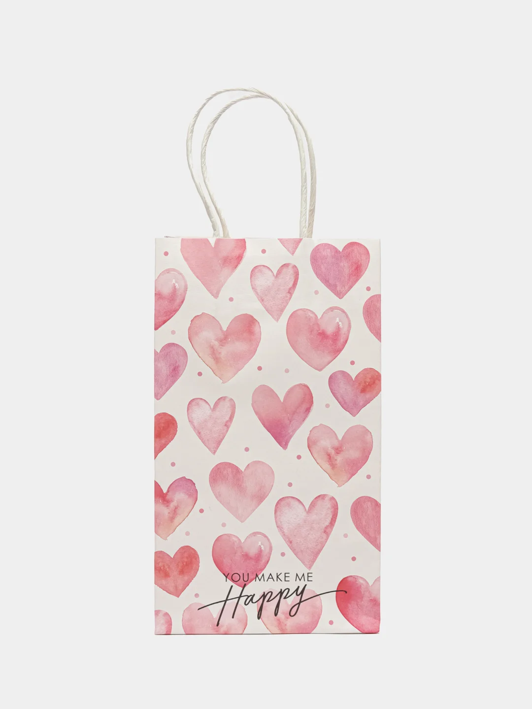 Розовый пакет подарочный мини крафт Love, 12 х 21 х 9 см