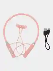 Розовый беспроводные наушники Bluetooth спортивные на шею с микрофоном игровые