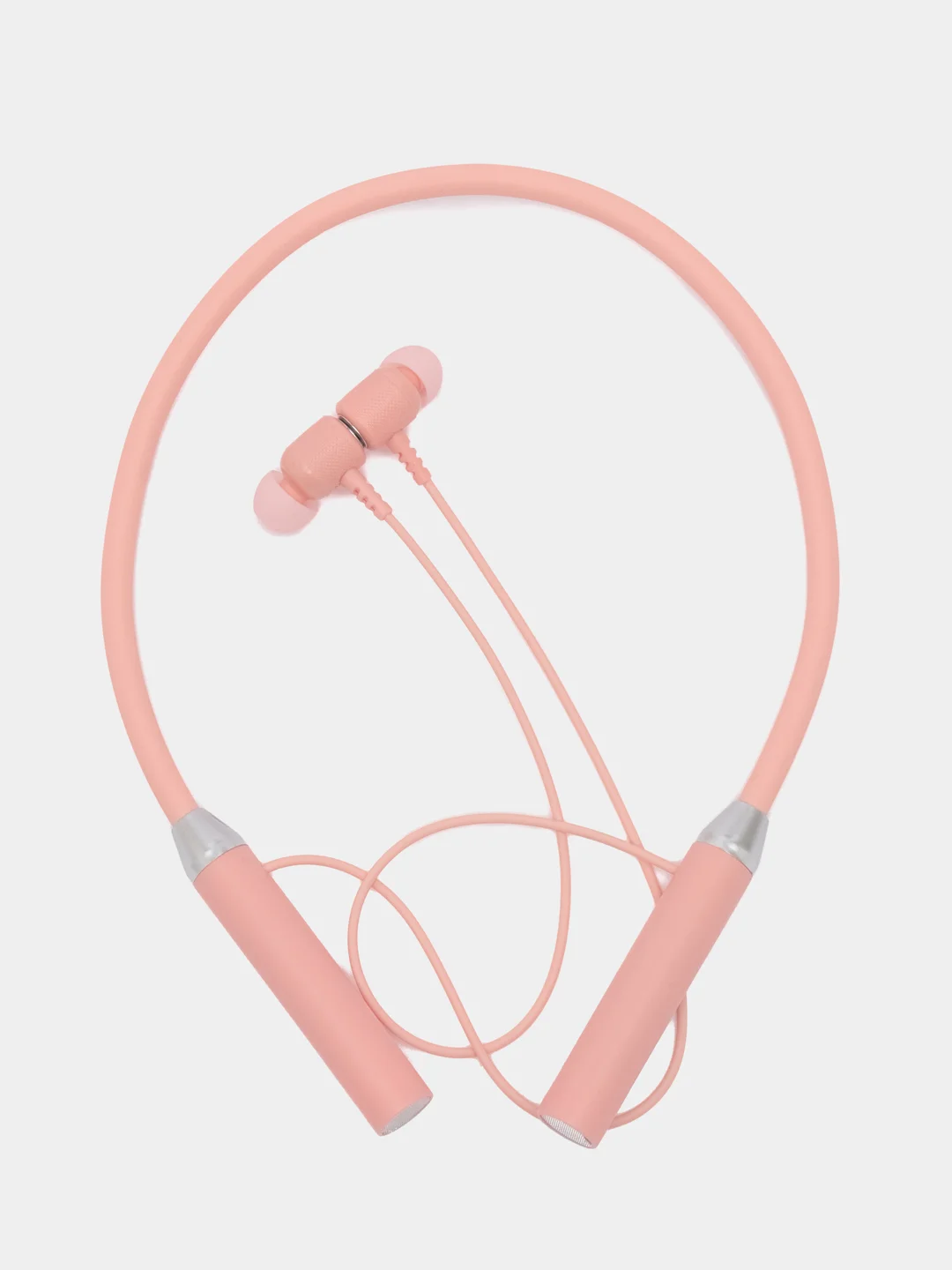 Розовый беспроводные наушники Bluetooth спортивные на шею с микрофоном игровые