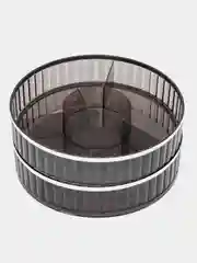 Черный менажница с крышкой , вращающася, 2 яруса