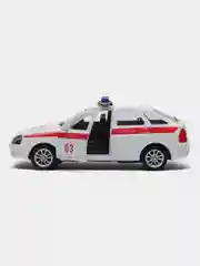 Белый металлическая коллекционная машинка Лада Приора