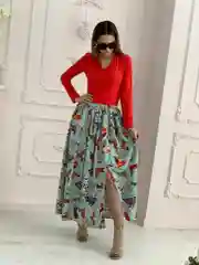 Костюм пляжный, боди с юбкой, женское стильное пляжное