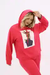 Кораллово-розовый спортивный костюм женский оверсайз