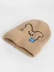Коралловый меланж шапка "Мишка"