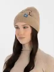 Коралловый меланж шапка "Мишка"