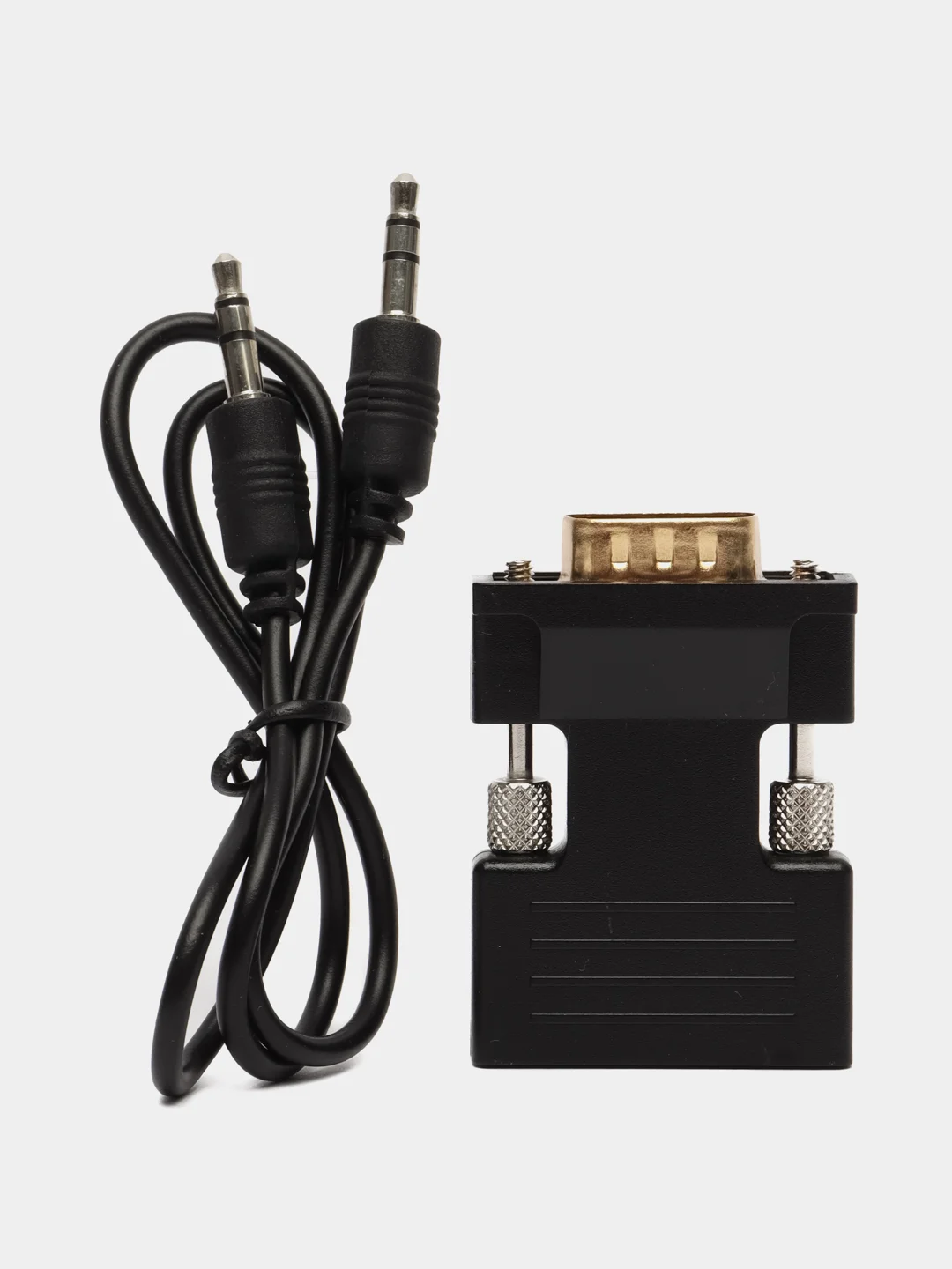 Черный портативный адаптер переходник конвертер HDMI - VGA с аудио выходом 3,5 mm