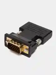 Черный портативный адаптер переходник конвертер HDMI - VGA с аудио выходом 3,5 mm