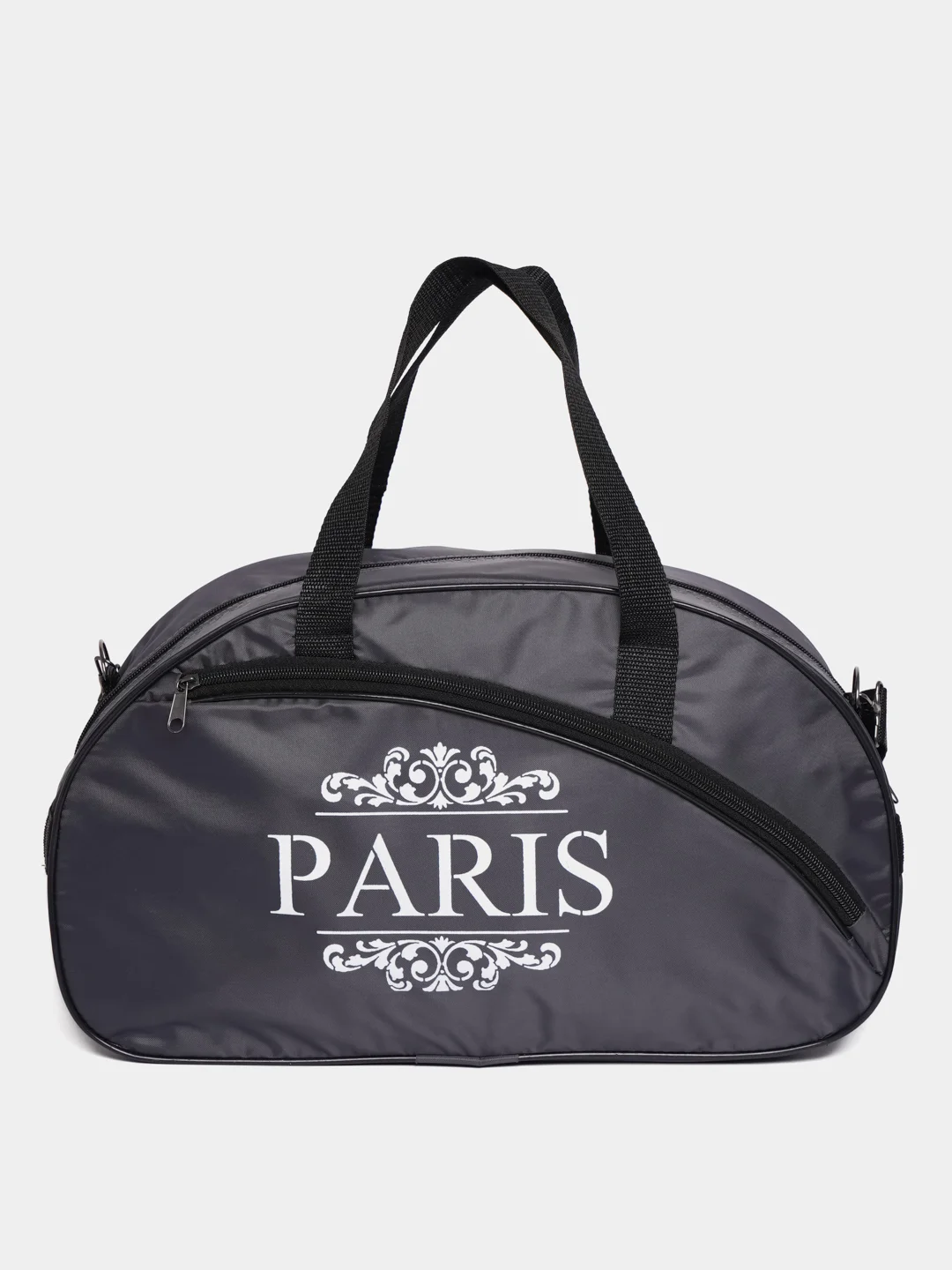 Тёмно-серый сумка спортивная на молнии PARIS, наружный карман, длинный ремень