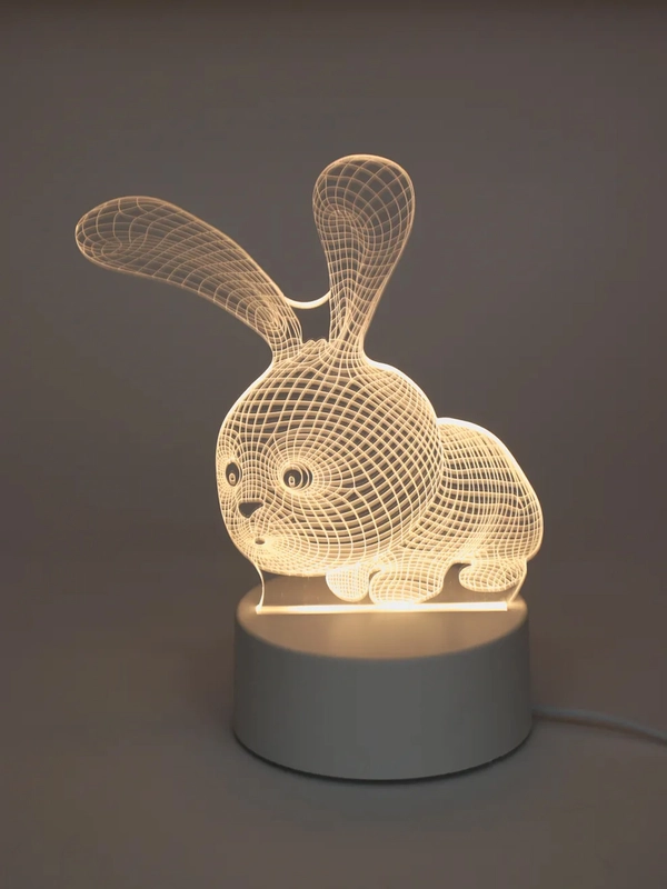 Светильник-ночник 3D, светодиодный LED, USB, 3 цвета, с блоком питания