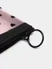 Конфетный розовая косметичка прозрачная в сеточку с сердечками, 3 размера