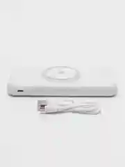 Белый powerbank с беспроводной зарядкой / Повербанк с встроенными проводами 10000 / 20000 мАч