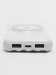 Белый powerbank с беспроводной зарядкой / Повербанк с встроенными проводами 10000 / 20000 мАч