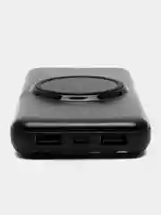 Зеленый powerbank с беспроводной зарядкой / Повербанк с встроенными проводами 10000 / 20000 мАч