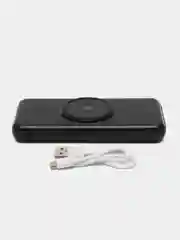 Зеленый powerbank с беспроводной зарядкой / Повербанк с встроенными проводами 10000 / 20000 мАч