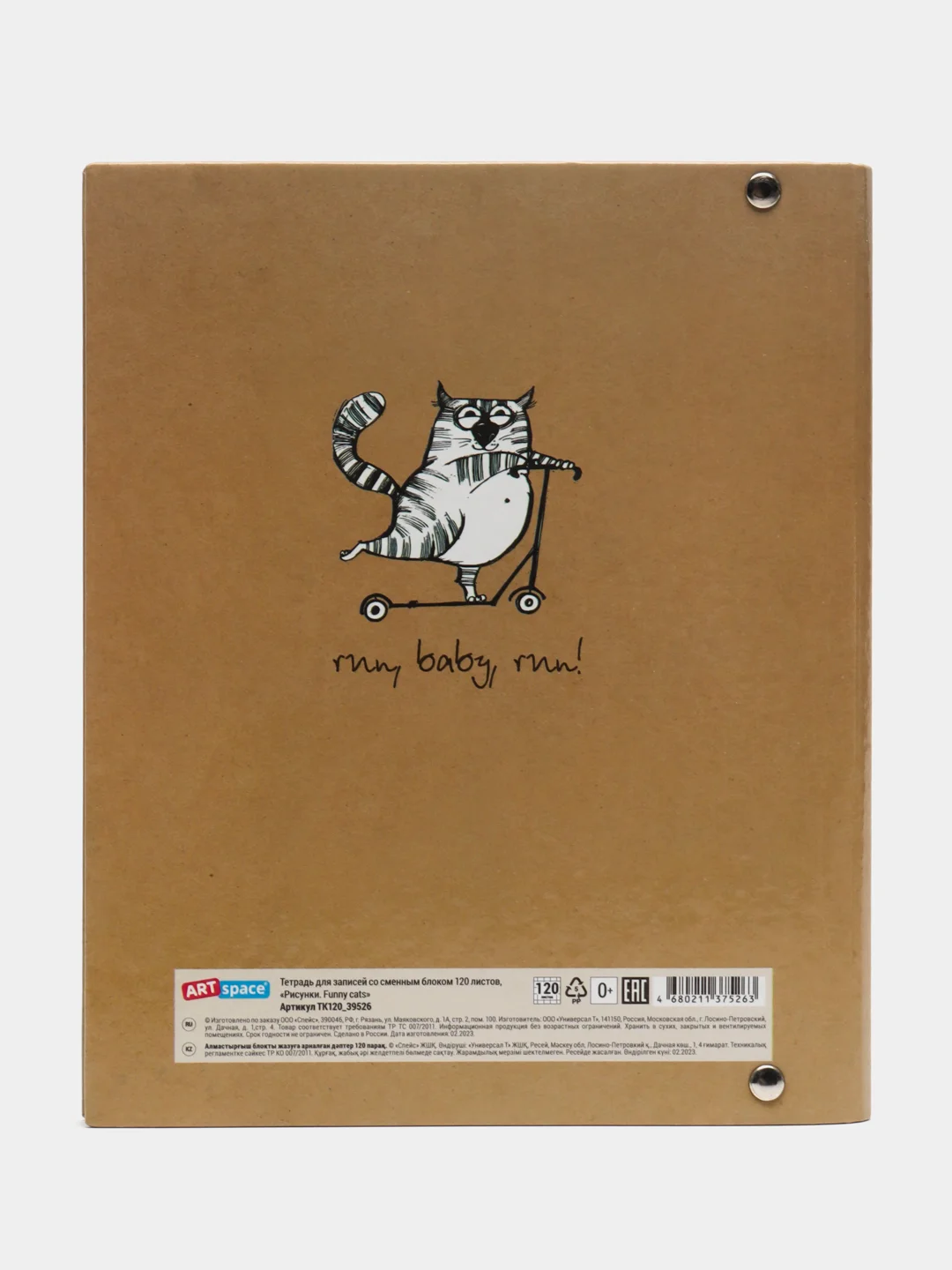Тетрадь на кольцах А5, 120л., "Рисунки. Funny cats"