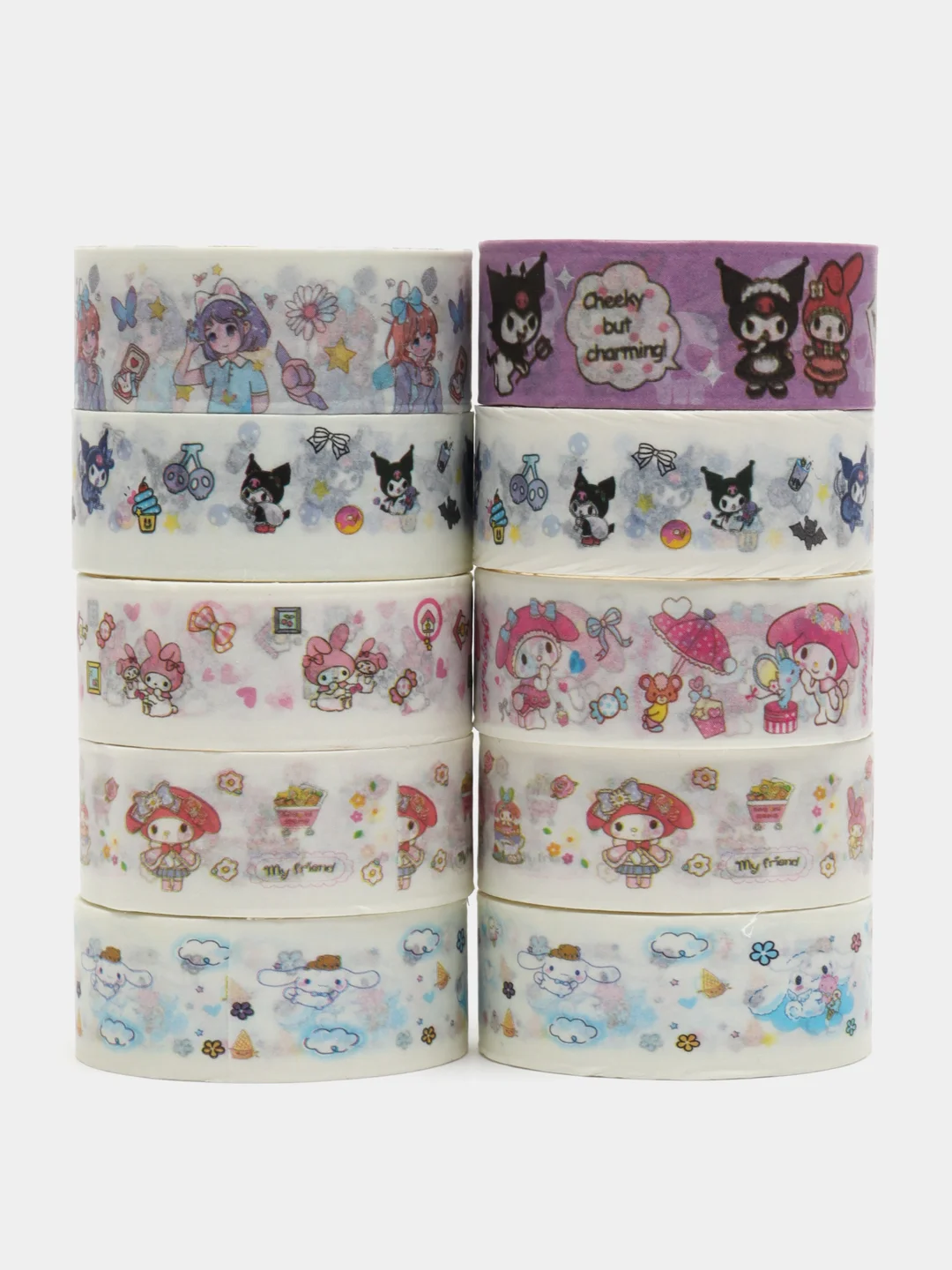 Аметистовый стикерпак, стикеры Hello Kitty, наклейки Куроми, декоративный скотч по аниме Куроми
