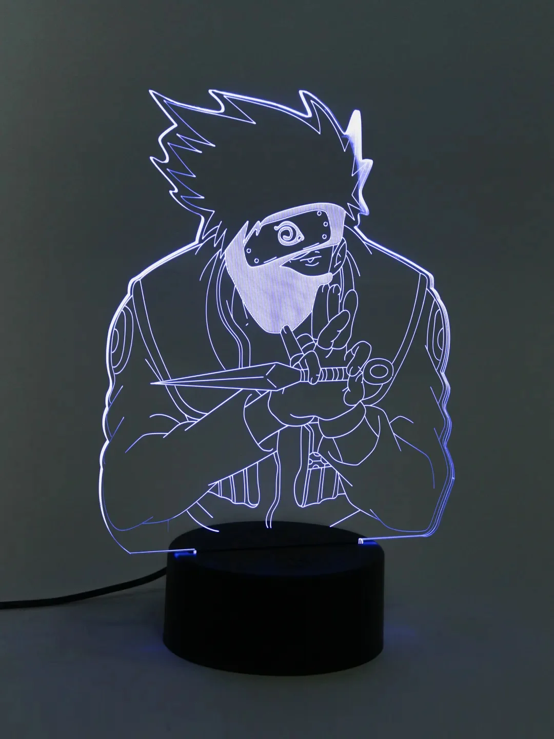 Голубой ночник 3D по аниме "Наруто", LED, светодиодный, USB