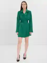 Зеленый платье пиджак атласное