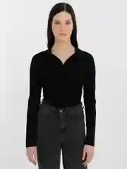 Черный лонгслив женский, базовый, с вырезом, в рубчик, кофта