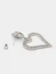 Серебряный серьги женские, со стразами, в виде сердца