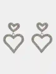 Серебряный серьги женские, со стразами, в виде сердца