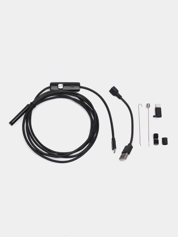 Гибкий эндоскоп с подсветкой 7mm microUSB, камера для диагностики