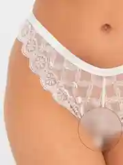Белый трусы женские, кружевные, с бантиком