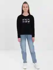 Черный футболка для девочки, с длинным рукавом, 7-10 лет