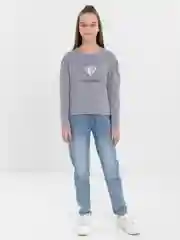 Серый футболка для девочки, с длинным рукавом, 7-10 лет