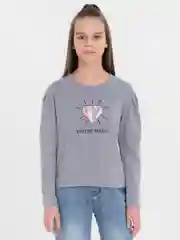 Серый футболка для девочки, с длинным рукавом, 7-10 лет