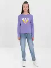 Серый металлик футболка для девочки с длинным рукавом, 7-10 лет