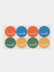 Круглые цветные яркие и пастельные наклейки с надписью "Thank You"