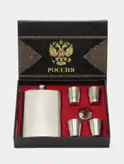 Подарочный набор, туристический: фляжка, рюмки, воронка, нержавейка, Подарок